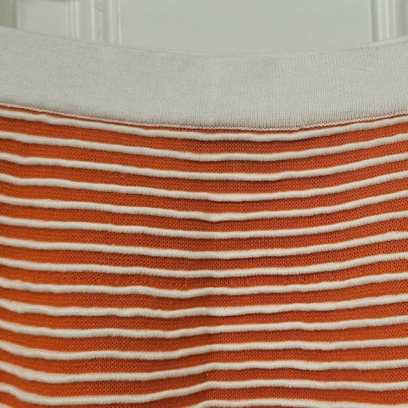 Orange Ribbed knit striped 2 pcs set Cotton long sleeves tops mini Skirt size S - Picture 6 of 12
